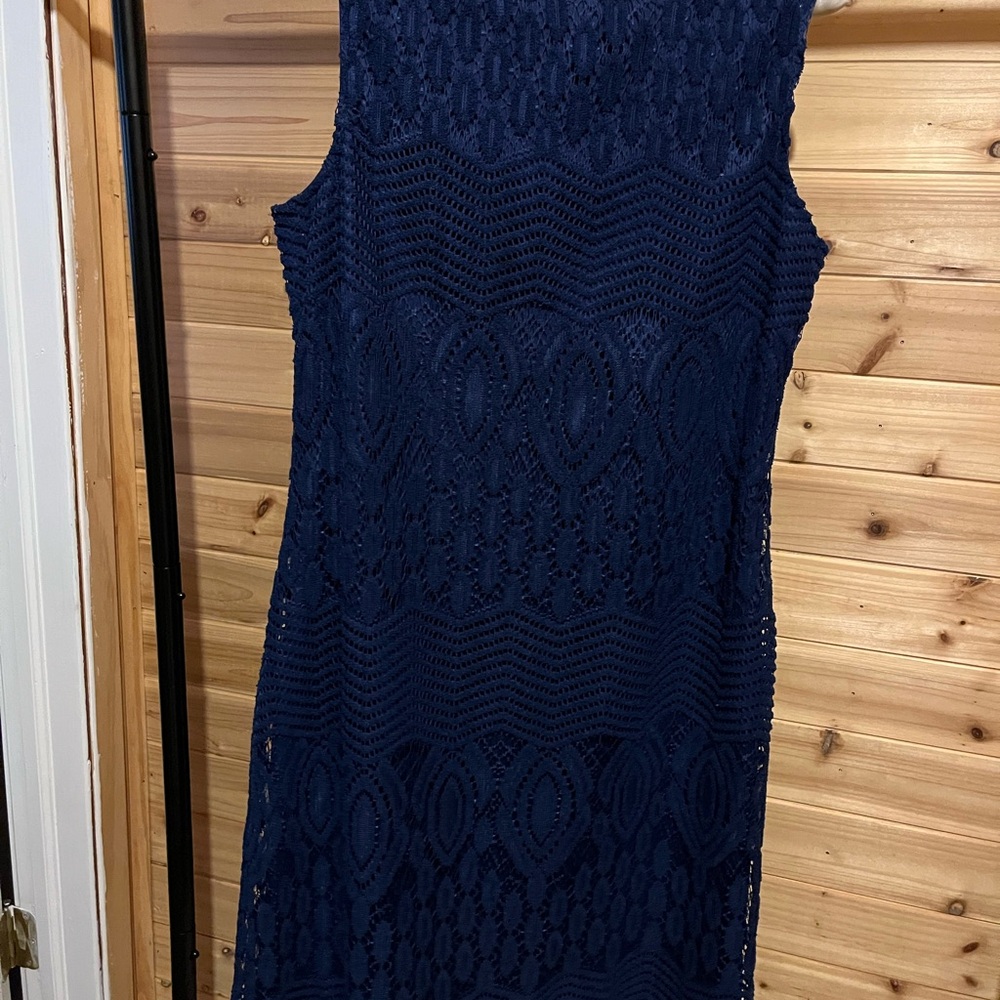 Elegant Navy Lace Dress